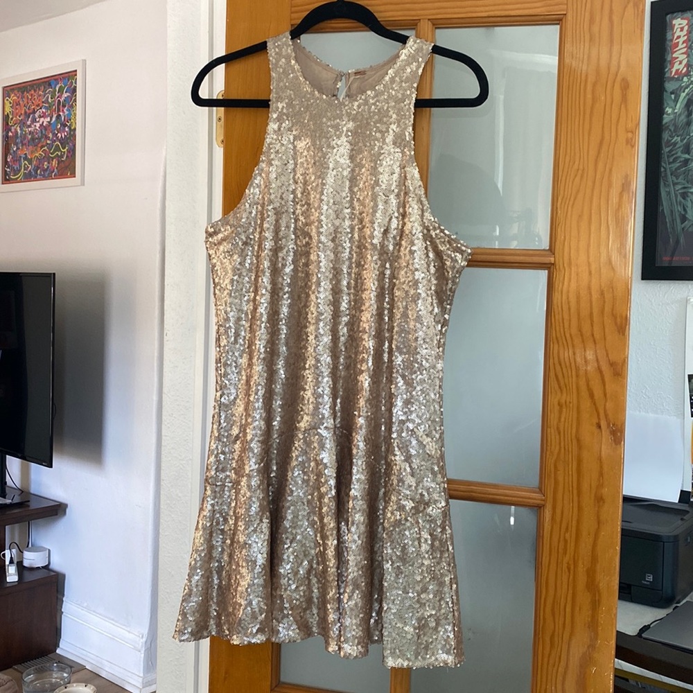 Free People Gold Sequin Cocktail Dress